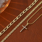 3pc 14k Layered Cross Necklace Stack