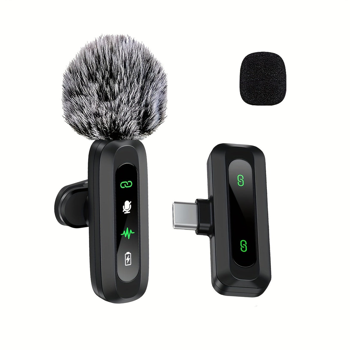 Wireless Lavalier Microphone with USB-C Connection for Smartphones and Tablets – Compact Design, Ideal for Podcasts and Vlogs