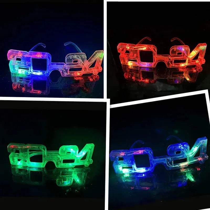LED Glowing New Year Glasses 2025 Glitter Glasses For Party Evening Decoration
