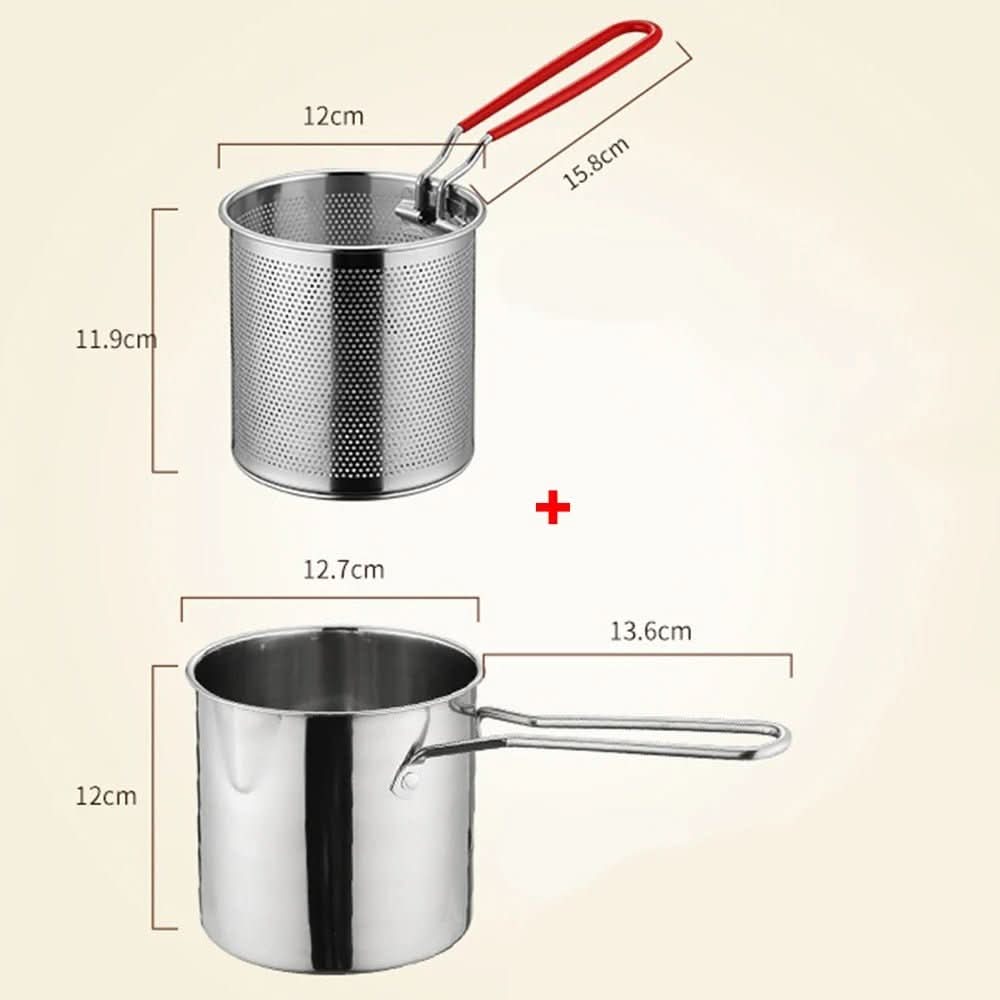 Stainless steel deep fryer with anti-scald handle & oil-saving design
