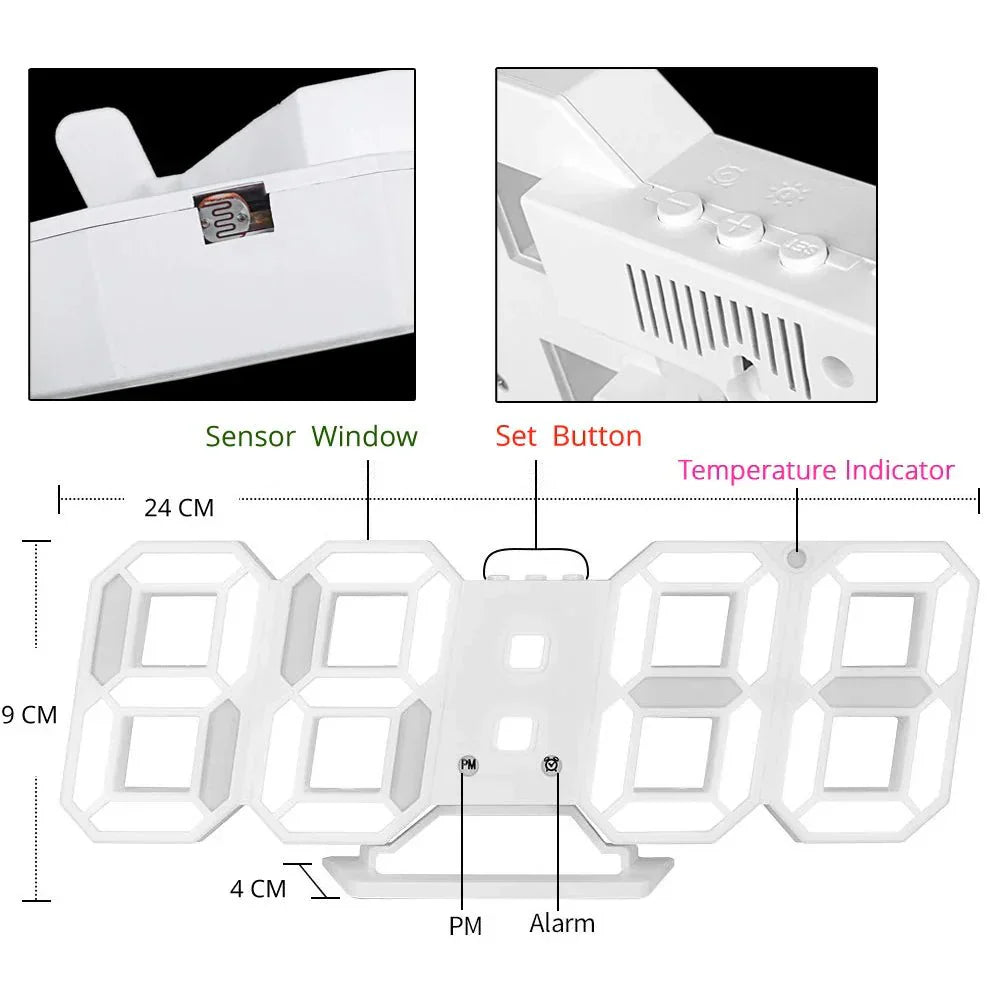 LumiSync 3D LED Wall Clock – Modern Digital Clock with Dimmer Lighting