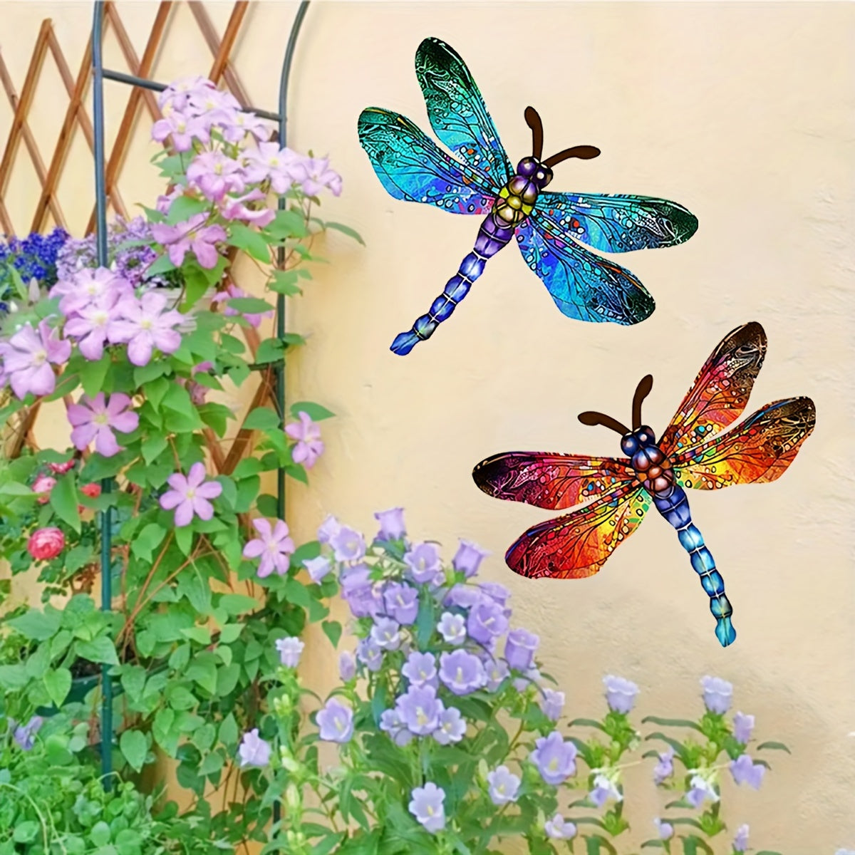 1/2 piece vibrant dragonfly wall art made of metal – artistic outdoor decoration for gardens, homes, and events – durable, versatile, and eye-catching – a perfect gift idea for any occasion