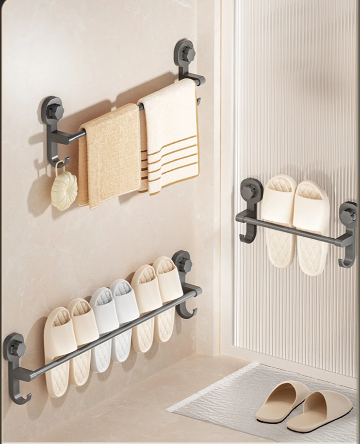 MagnaGrip Power Suction Cup Towel Holder – Black self-adhesive towel holder without drilling