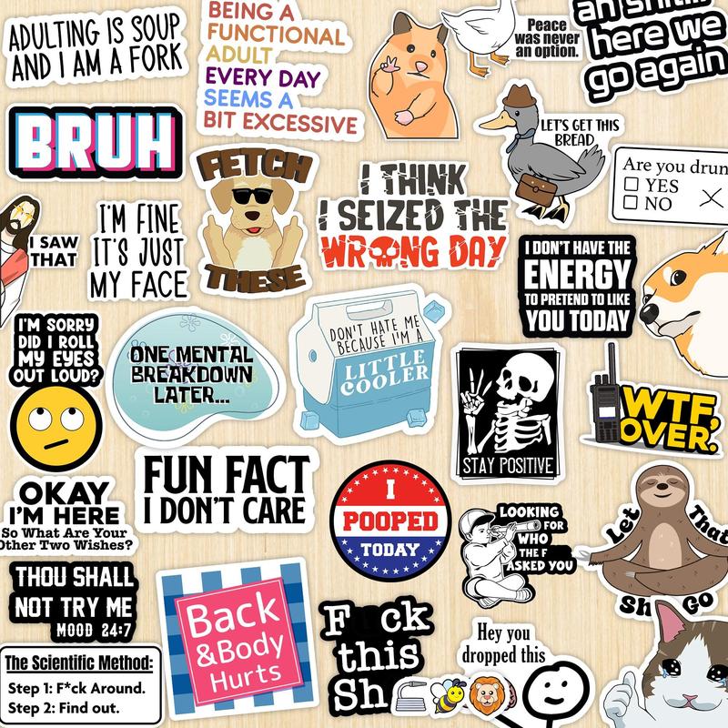 Set of 130 Funny Quote Stickers