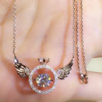 Angel Wings Necklace – Titanium Steel Pendant with Strass