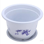 Plastic flower pot with bamboo motif – Elegant planter for balcony and garden