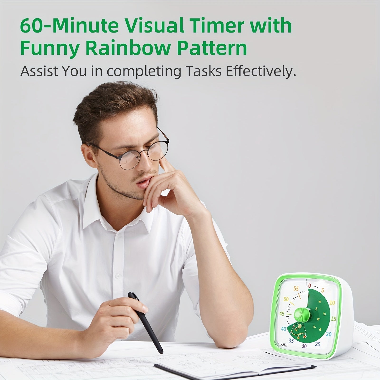 Rainbow Time Management Timer – Visual 60-Minute Countdown Timer for Study, Work and Home