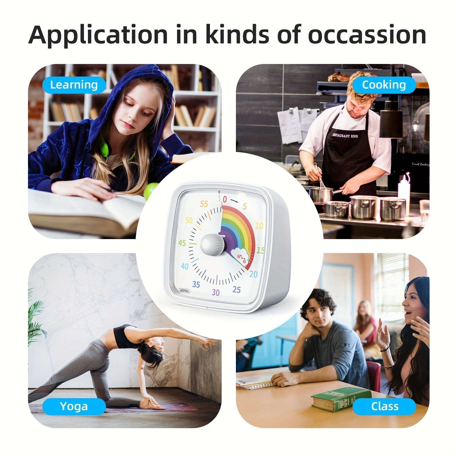 Rainbow Time Management Timer – Visual 60-Minute Countdown Timer for Study, Work and Home
