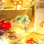 Battery-Powered LED Christmas String Lights with Snowman and Tree Designs