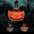 Halloween Candy Bowl – Motion Sensor Pumpkin Bowl with Skeleton Hand and Red Light Effects