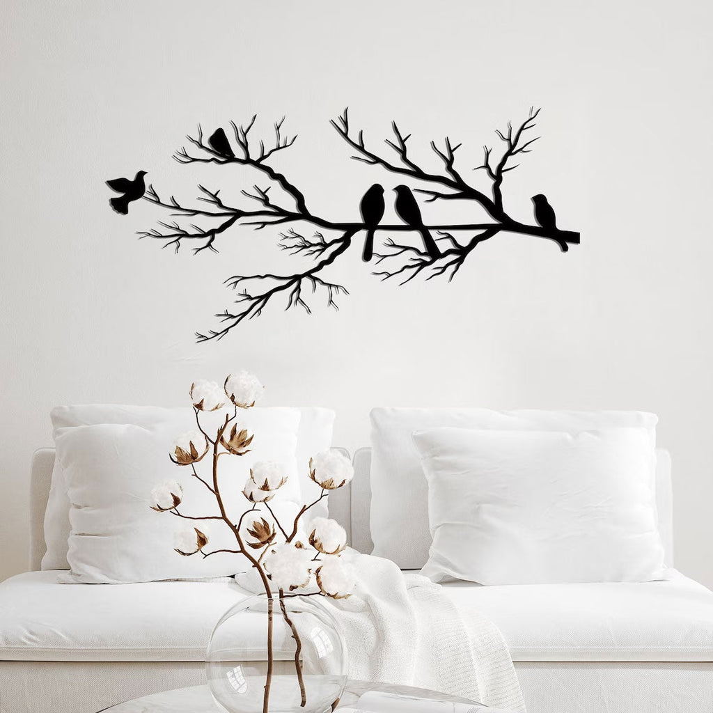 PerchArt Metal Wall Decoration – Birds on a Branch for a Timeless Natural Appearance