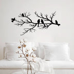 Metal Birds on Branch Wall Art Black