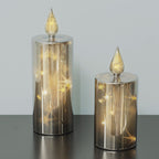 LED Smoky 2pc. Glass Candle Set