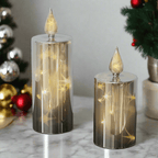 LED Smoky 2pc. Glass Candle Set