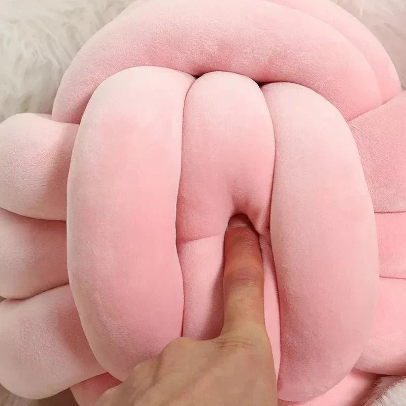 Decorative knotted suede-look ball soft cushion