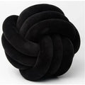Decorative, soft cushion with knotted ball in suede look