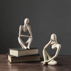 Resin Thinker Figurine with Contemporary Abstract Design