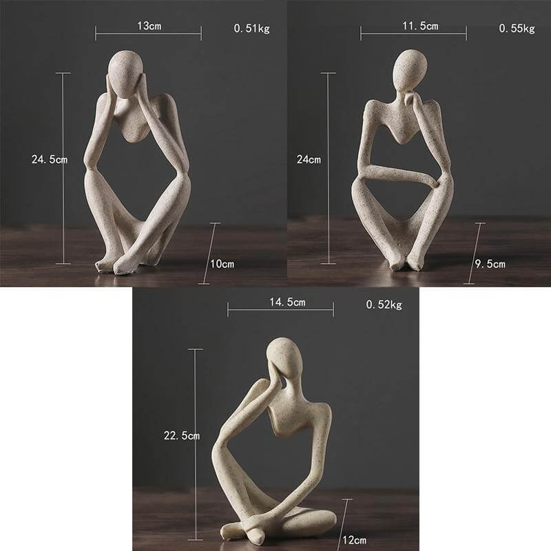 Resin Thinker Figurine with Contemporary Abstract Design