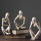 Resin Thinker Figurine with Contemporary Abstract Design