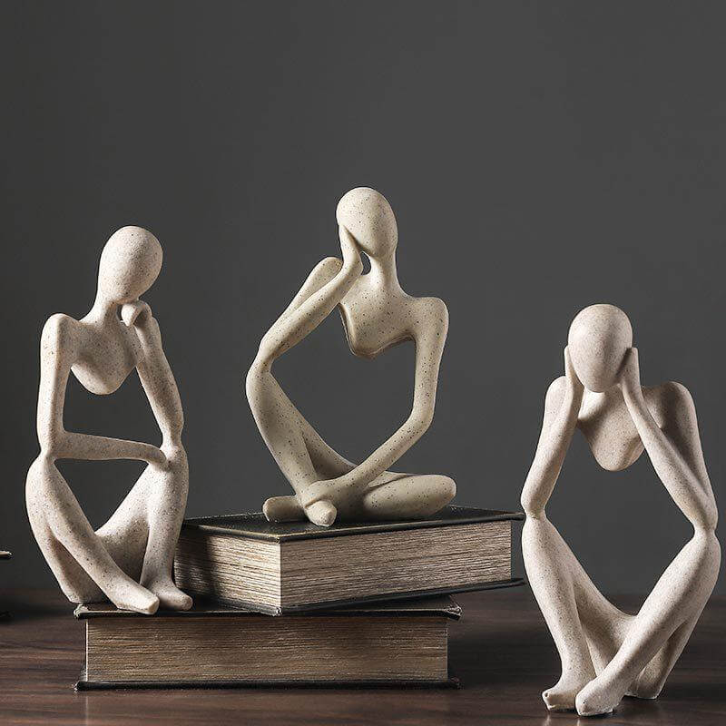 Resin Thinker Figurine with Contemporary Abstract Design