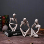 Resin Thinker Figurine with Contemporary Abstract Design