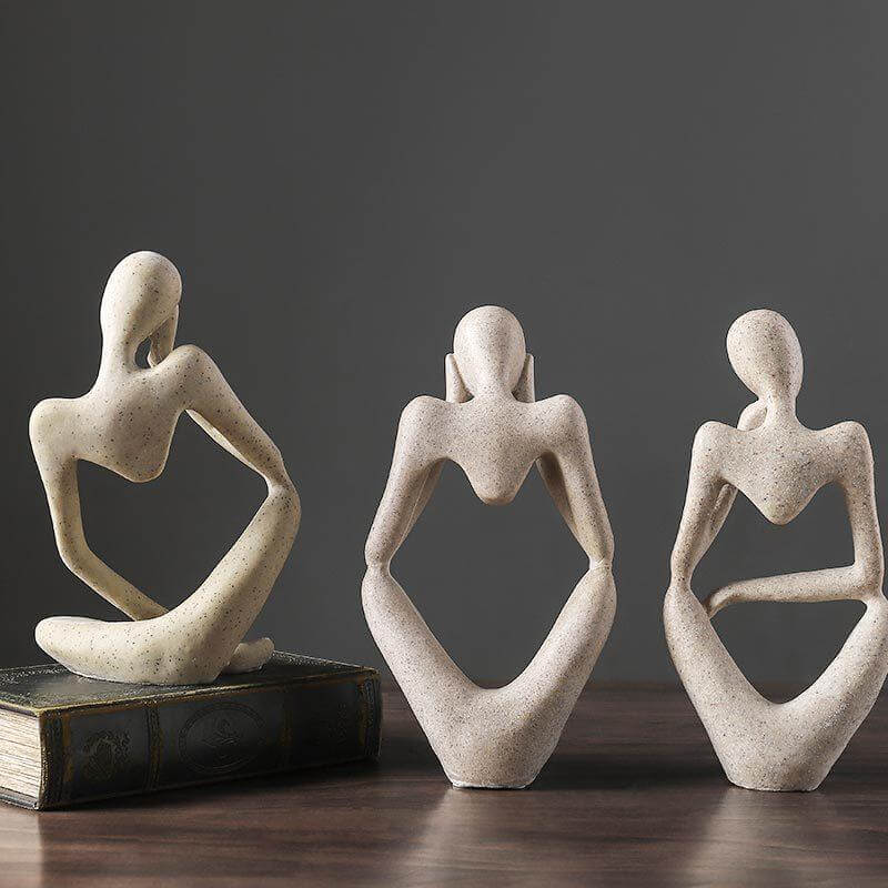 Resin Thinker Figurine with Contemporary Abstract Design