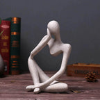 Resin Thinker Figurine with Contemporary Abstract Design
