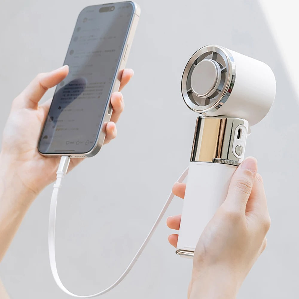 Portable Neck Fan with Built-in Power Bank and Foldable Design