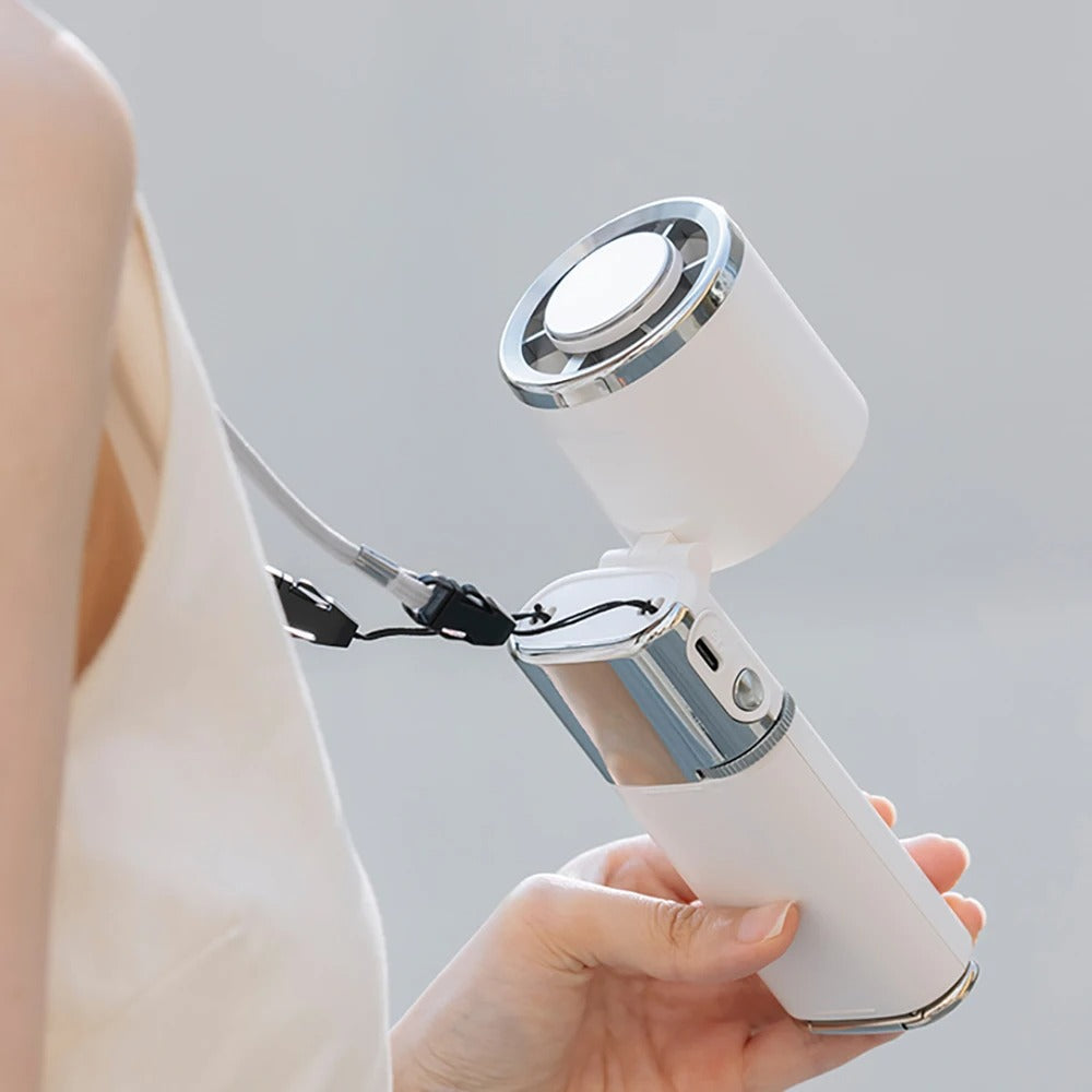 Portable Neck Fan with Built-in Power Bank and Foldable Design