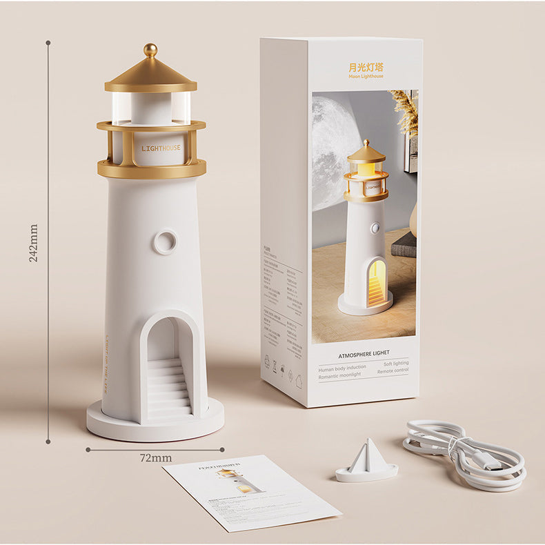 Lighthouse Speaker Bluetooth Lamp Moon Shadow Ambient Light Best Gift