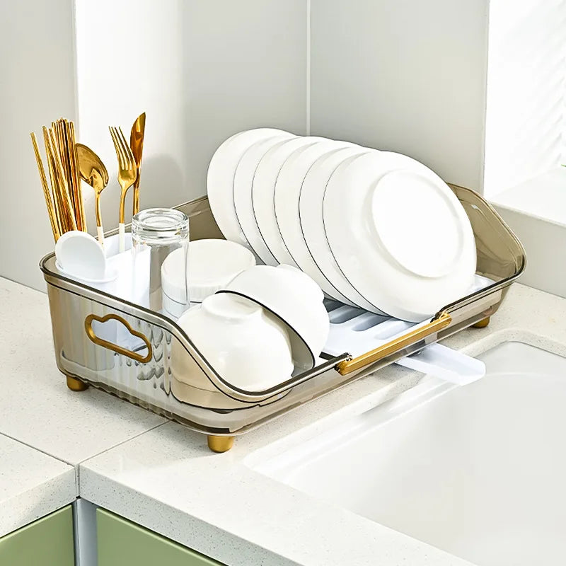 Detachable Sink Dish Drainer Countertop Organizer with Utensil Holder with Efficient Drainage