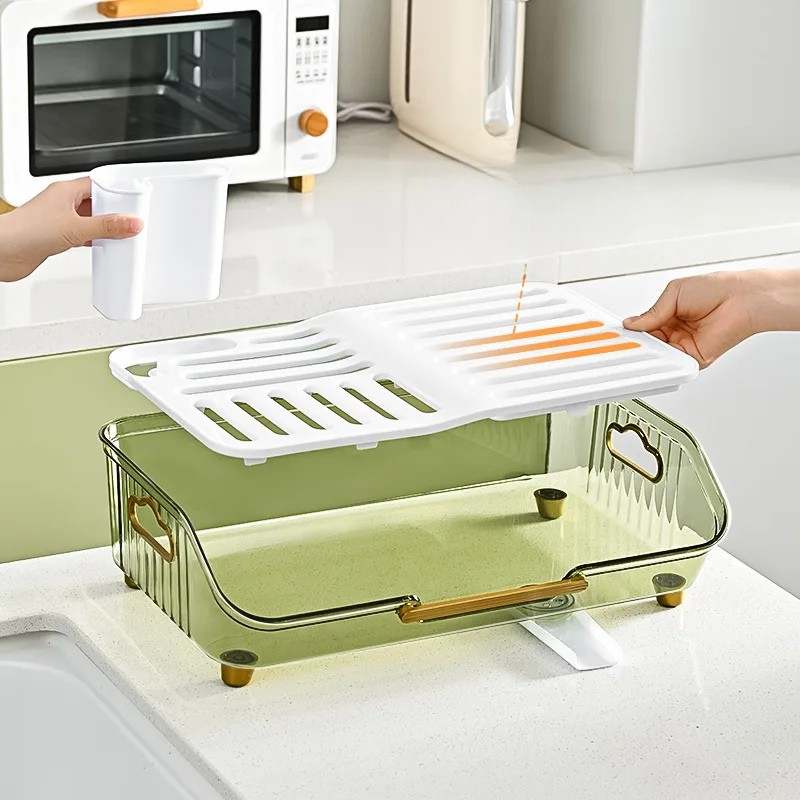 Detachable Sink Dish Drainer Countertop Organizer with Utensil Holder with Efficient Drainage