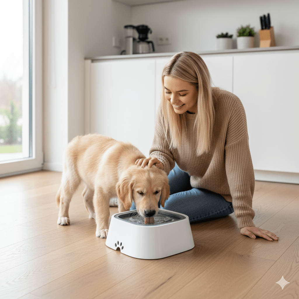 Water Bowl with Anti-Spill Function & Floating Disc
