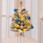 Christmas urn decoration with LED lights | Realistic pine branches & berries | Indoor and outdoor