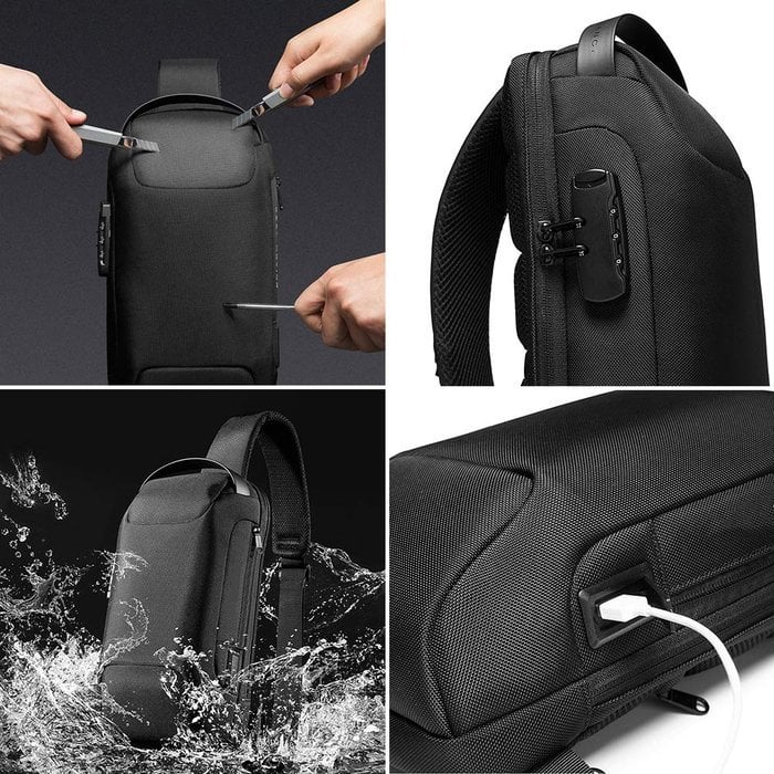 Anti-Theft Crossbody Bag | Landy Carry Without Worry | Waterproof Oxford | USB Charging Port | Unisex Travel Pack