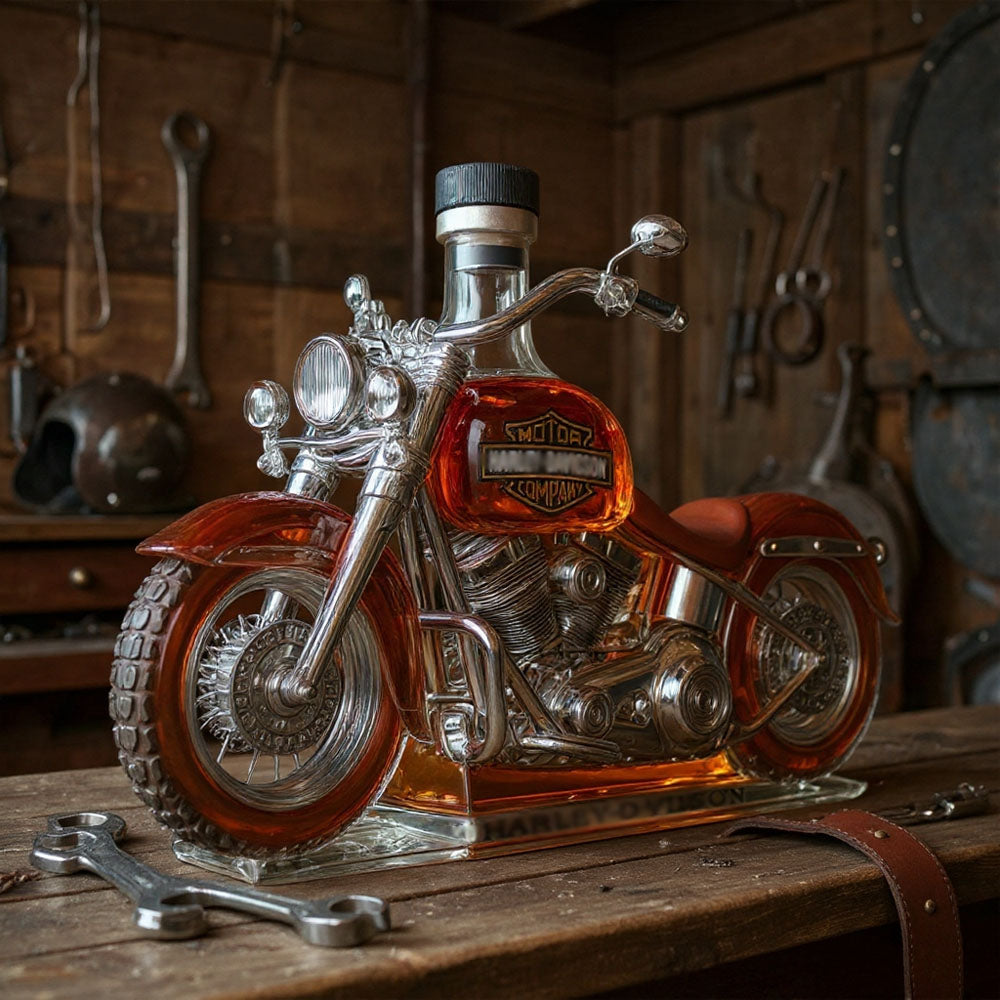 Retro Motorcycle Shape Glass Whiskey Bottle