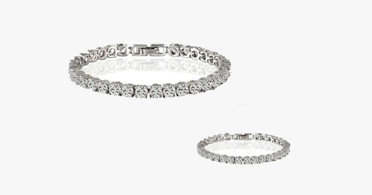 Diamond Eternity Bracelet in Silver Color - Round Cut Diamond Zircon Stones - Let You Look Stunning