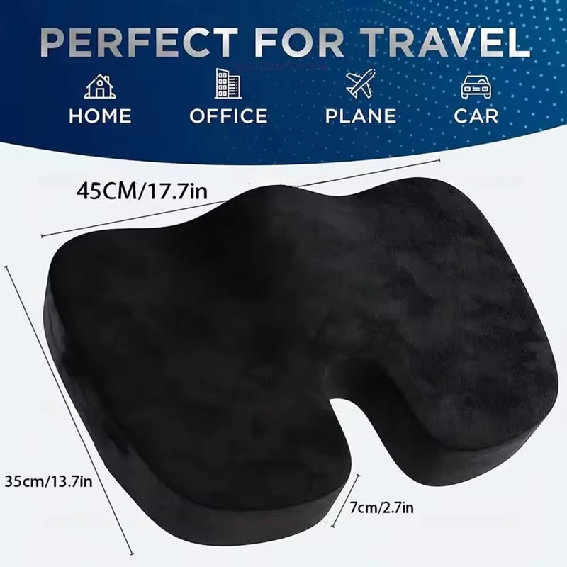 Ergonomic Memory Foam Seat Cushion with Breathable Cover for Office and Car