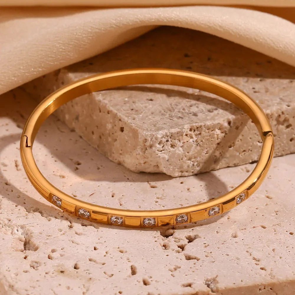 Diamond Accented Gold Cuff Bracelet