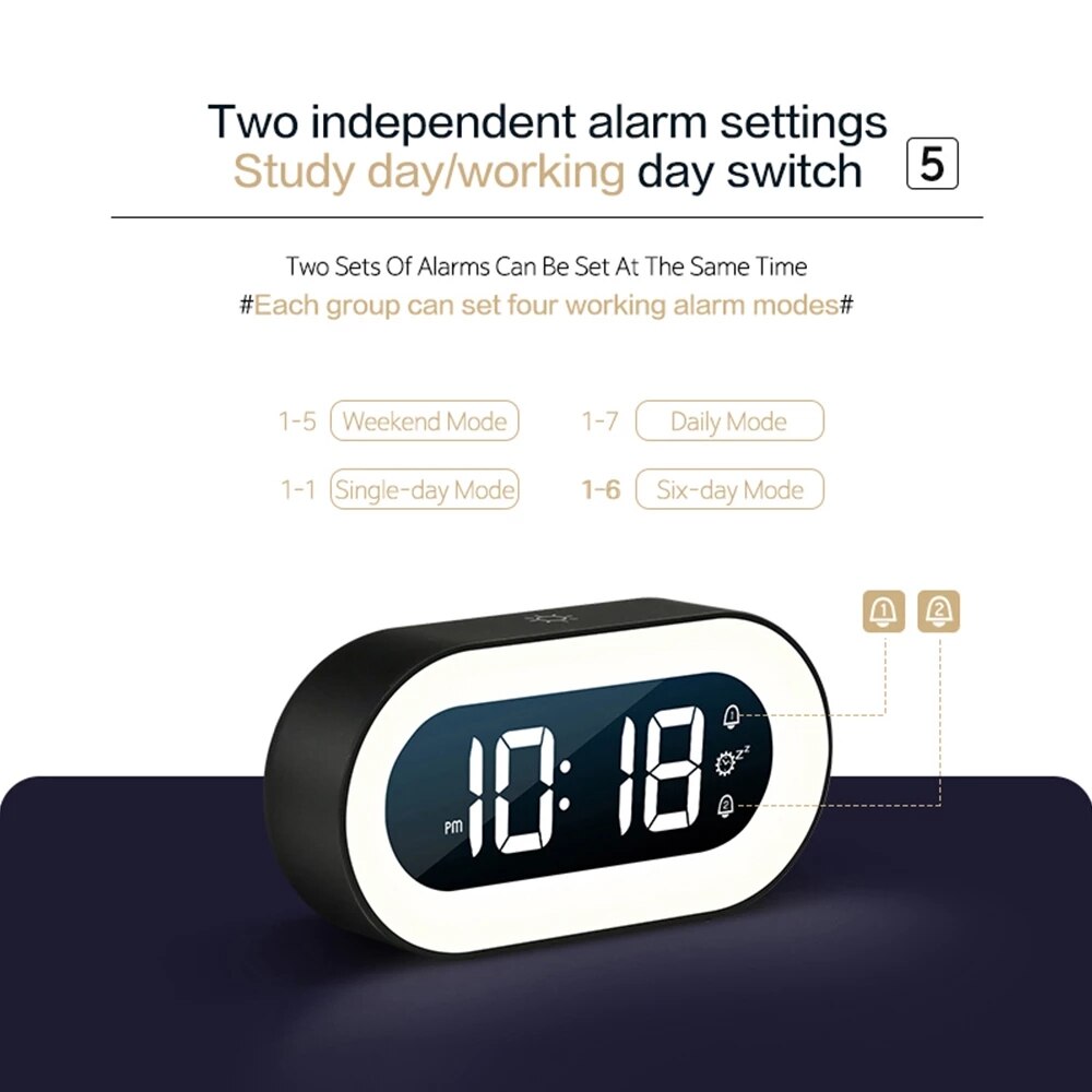 Digital Alarm Clock with Nightlight – Lumino