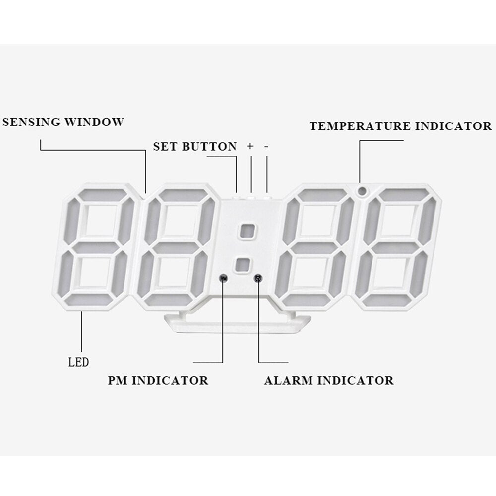 Wall Clock with LED Display and Alarm