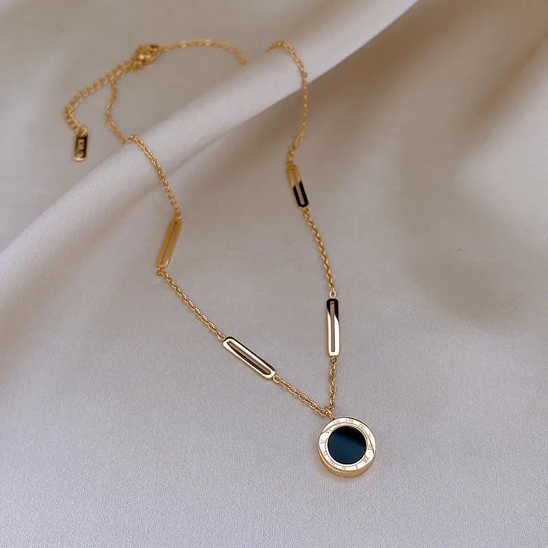 Double Sided Roman Numeral Pendant Necklace