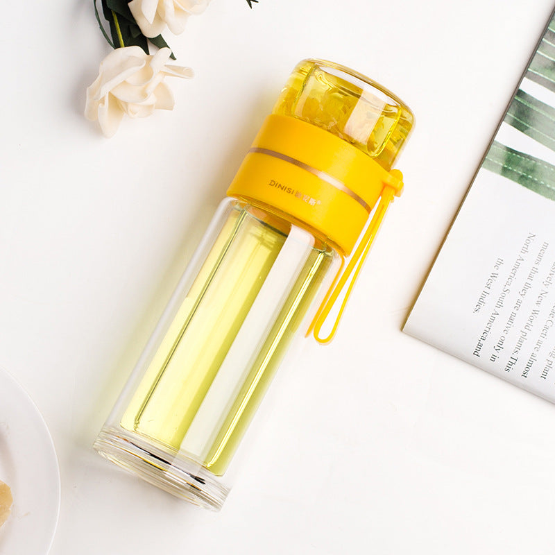 Double-Walled Glass Water Bottle with Tea Infuser - PureBrew