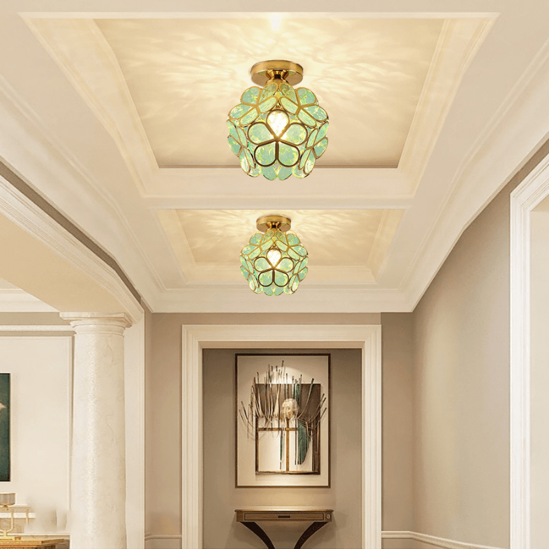 Elegant Glass Ceiling Light in Floral Style