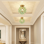 Elegant Glass Ceiling Light in Floral Style