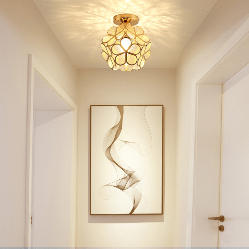 Elegant Glass Ceiling Light in Floral Style