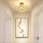 Elegant Glass Ceiling Light in Floral Style