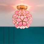 Elegant Glass Ceiling Light in Floral Style
