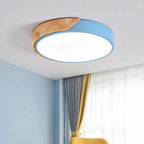Minimalistic Round LED Ceiling Light with Wood Décor – Modern Design, Dimmable