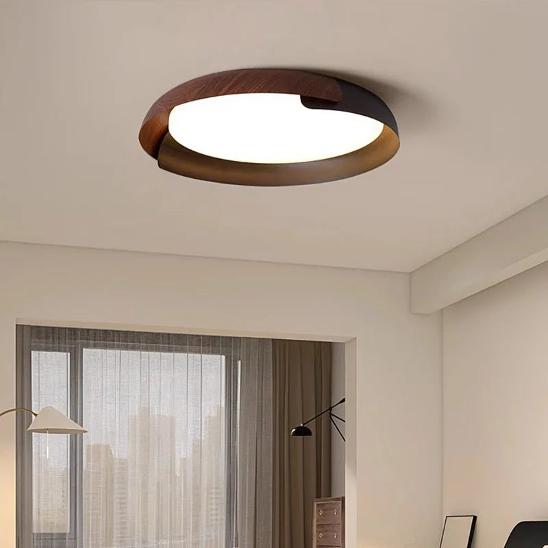 Modern ceiling light with wood pattern – Stylish LED lighting for living room